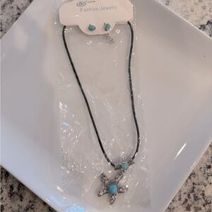 Fashion Jewelry Silver and Blue Necklace with Turquoise Starfish Pendant